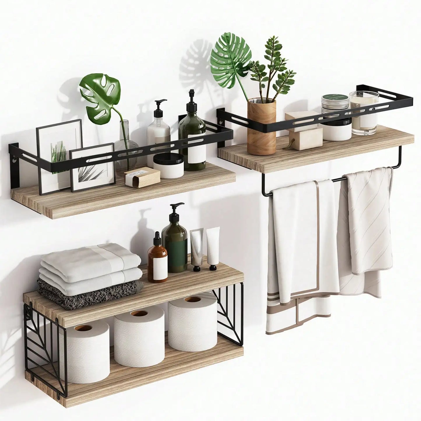 Tomnk Three Tier Over Toilet Wall Mounted Bathroom Shelves