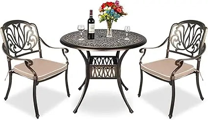 DAFIFY All-Weather Cast Aluminum Patio Round Dining Set
