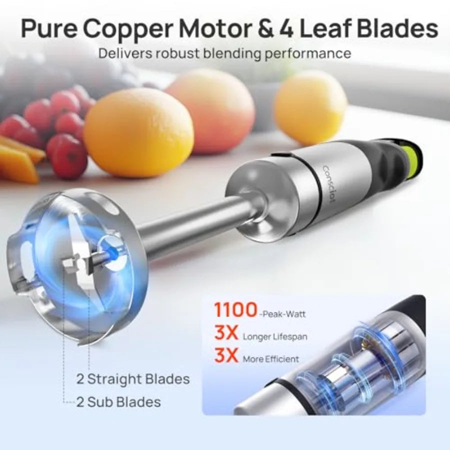 MDNG Immersion Blender 1100W Handheld 10 In 1