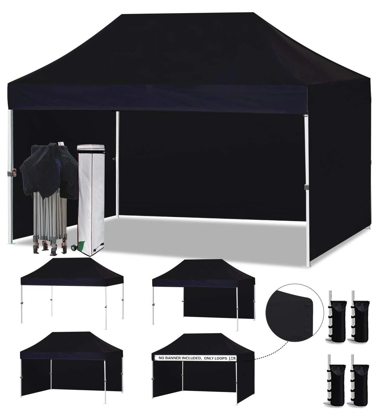 Pop Up Canopy Tent With Removable Zipper End Walls