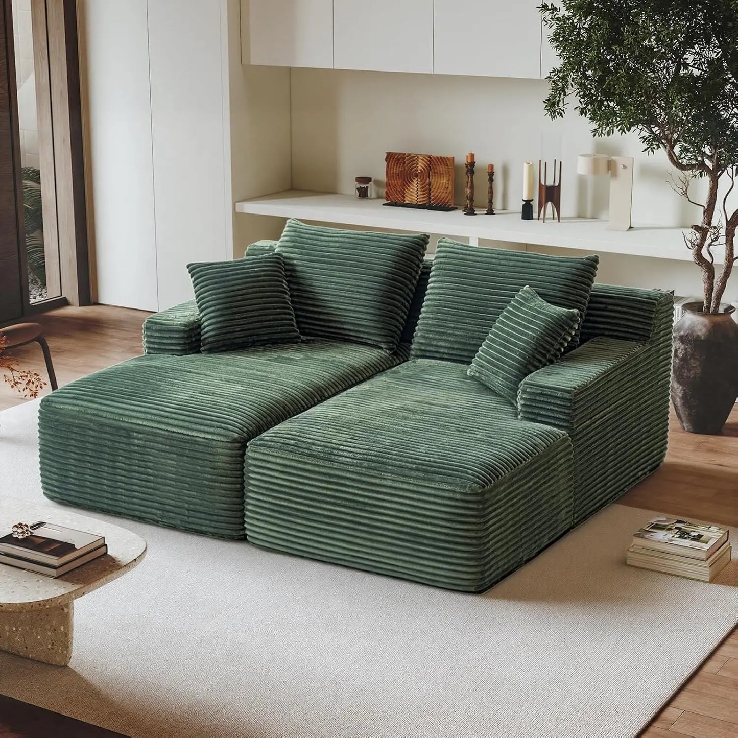 Oversized Double Chaise Lounge Plush Upholstered Deep Seat Sofa