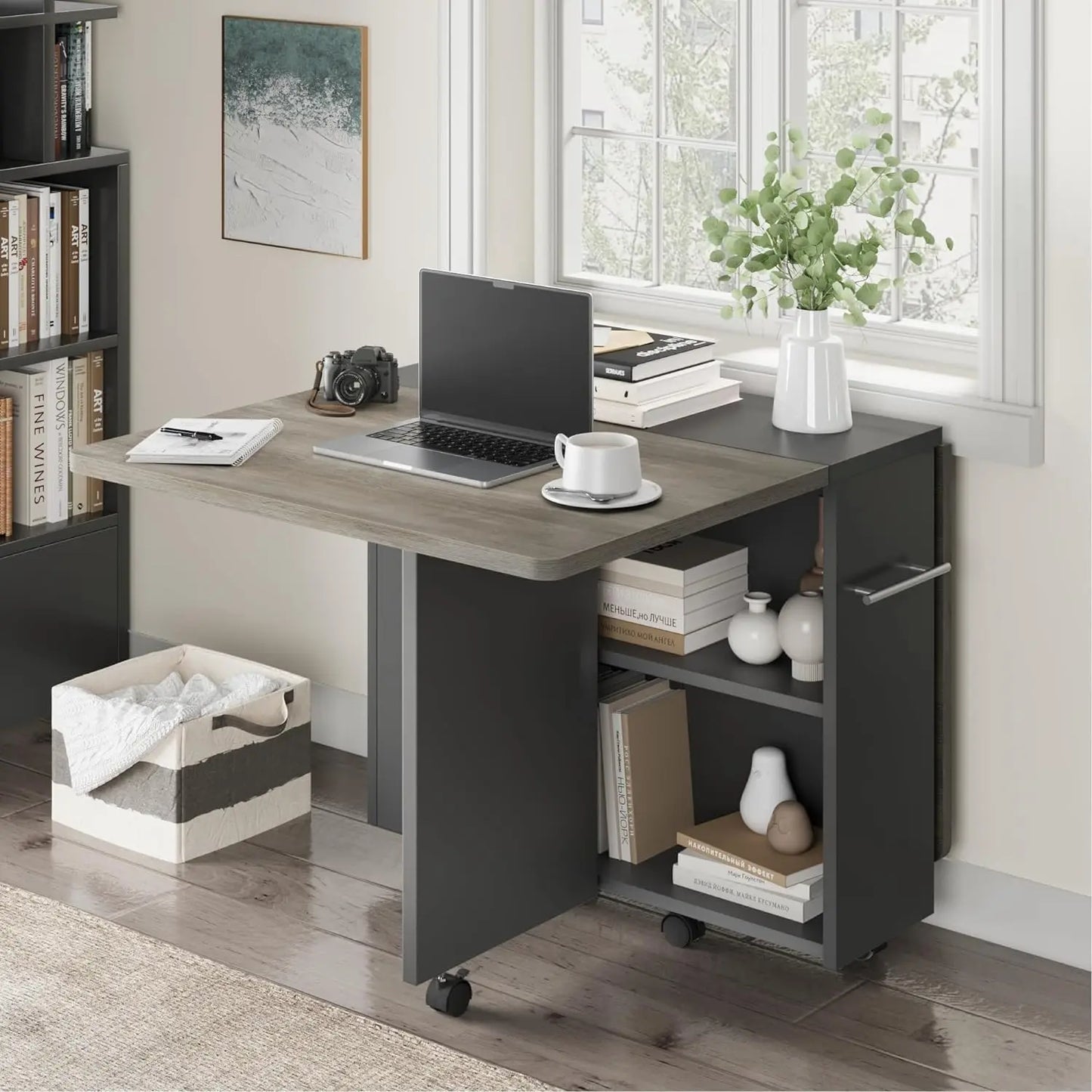Folding Dining Table With 2 Tier Storage-Extendable Drop Leaf Space Saving Kitchen Dining Room Tables For 4,, Customized