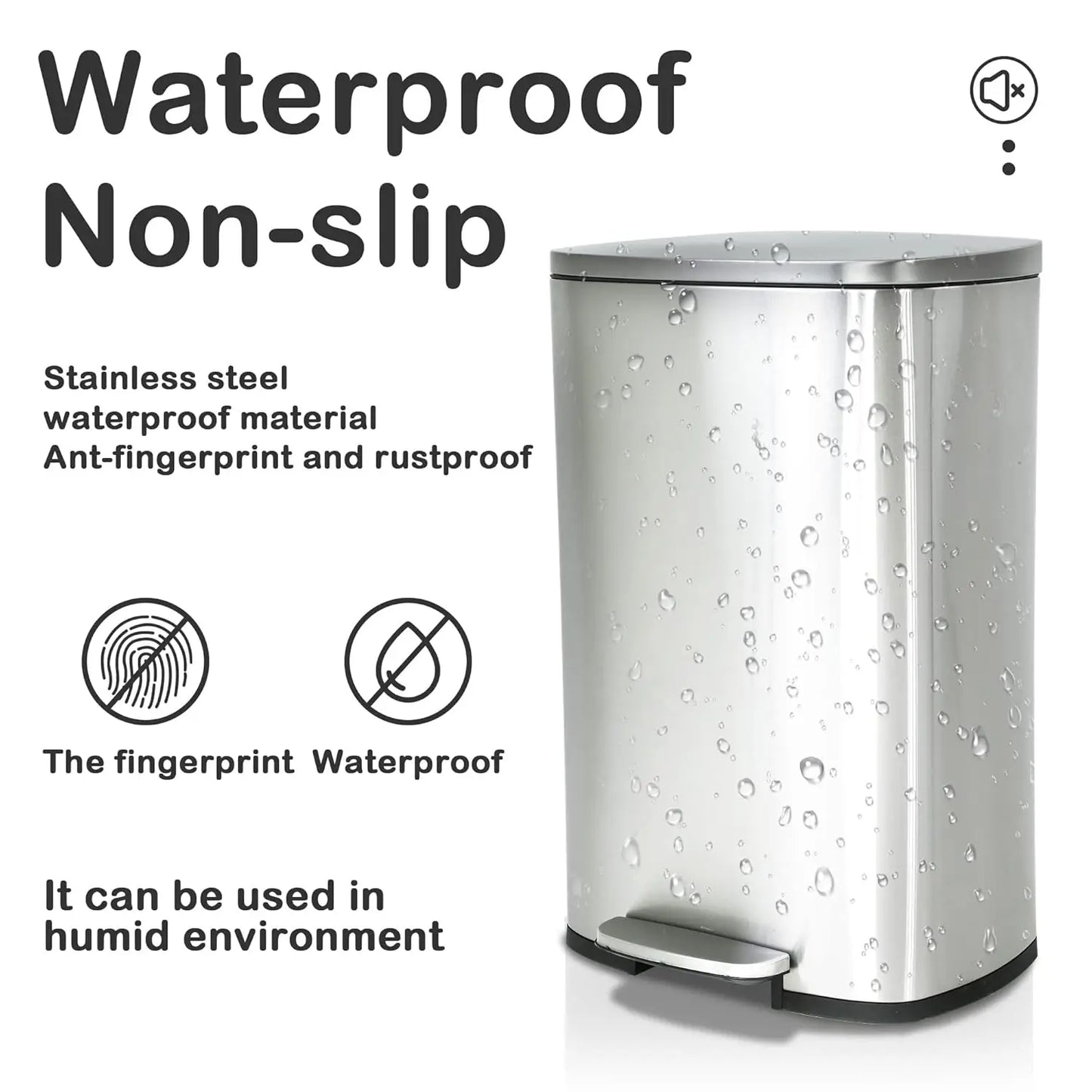 Stainless Steel Kitchen Trash Can With Lid And Foot Pedal