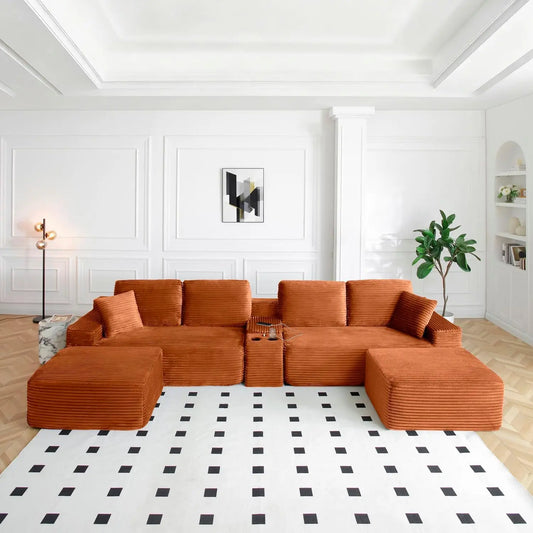 Modular Sectional Couch U Shaped Sofa With Double Chaise