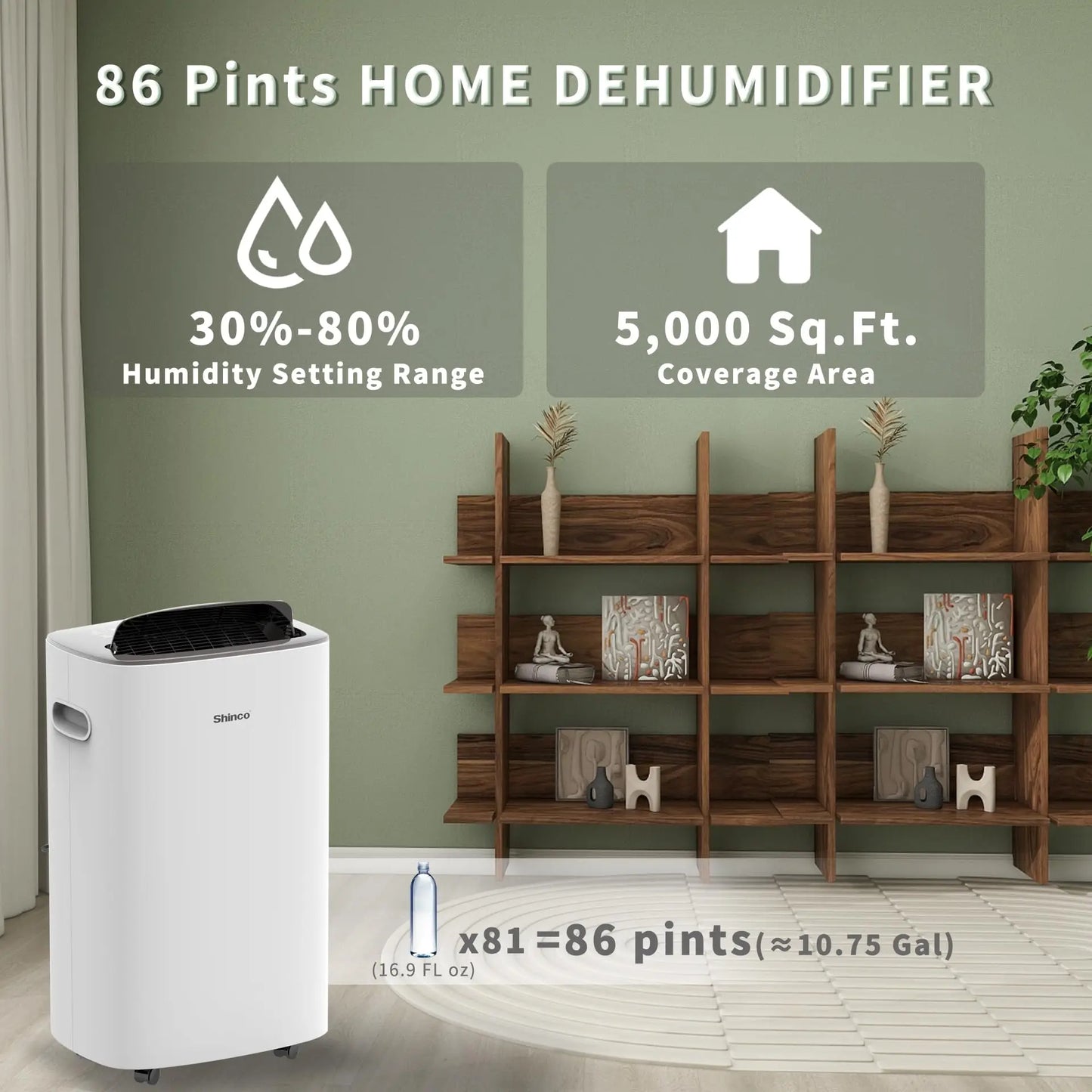 Shinco Dehumidifier For Home And Basements Auto Or Manual Drainage
