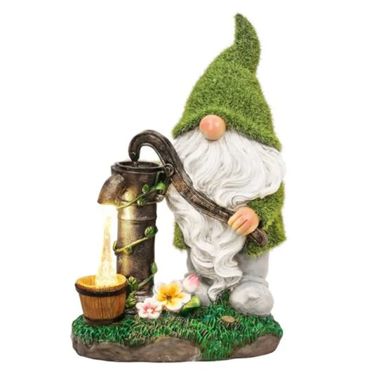Garden Outdoor Decor, Garden Gnomes Decor with Solar Lights, St Patricks Decorations for Outdoor Decor, Waterproof Resin Decora
