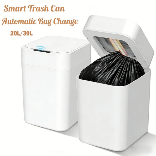 20L/30L Automatic Self Changing Trash Can Self Sealing Self Bagging Motion Sensor Touchless Smart Garbage Can with Lid for Kitchen Bathroom Bedroom Office Odor-Sealing Design