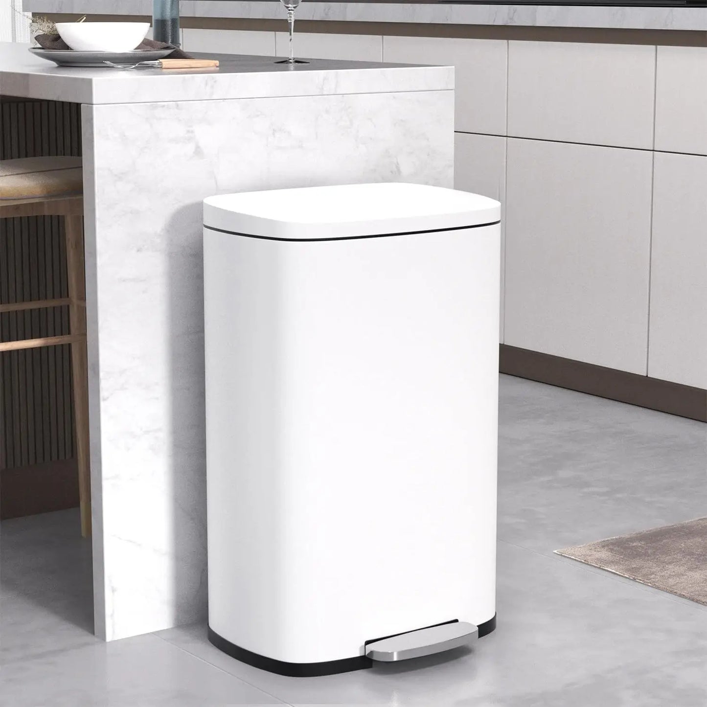 Stainless Steel Kitchen Trash Can With Lid And Foot Pedal