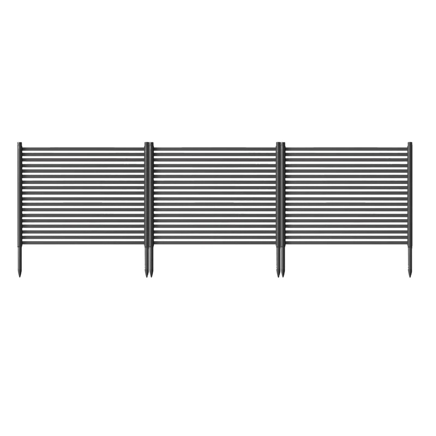 No-Dig Outdoor Privacy Screen Fence Kit, Rustproof 3-Panel 9FT Freestanding Metal Enclosure for AC Units, Pool Equipment, Trash