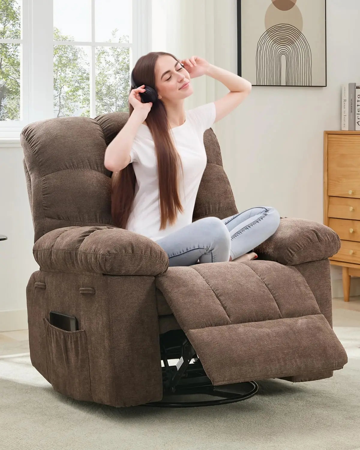 HiMISS Rocker Recliner Chair For Adults Manual Glider Sofa