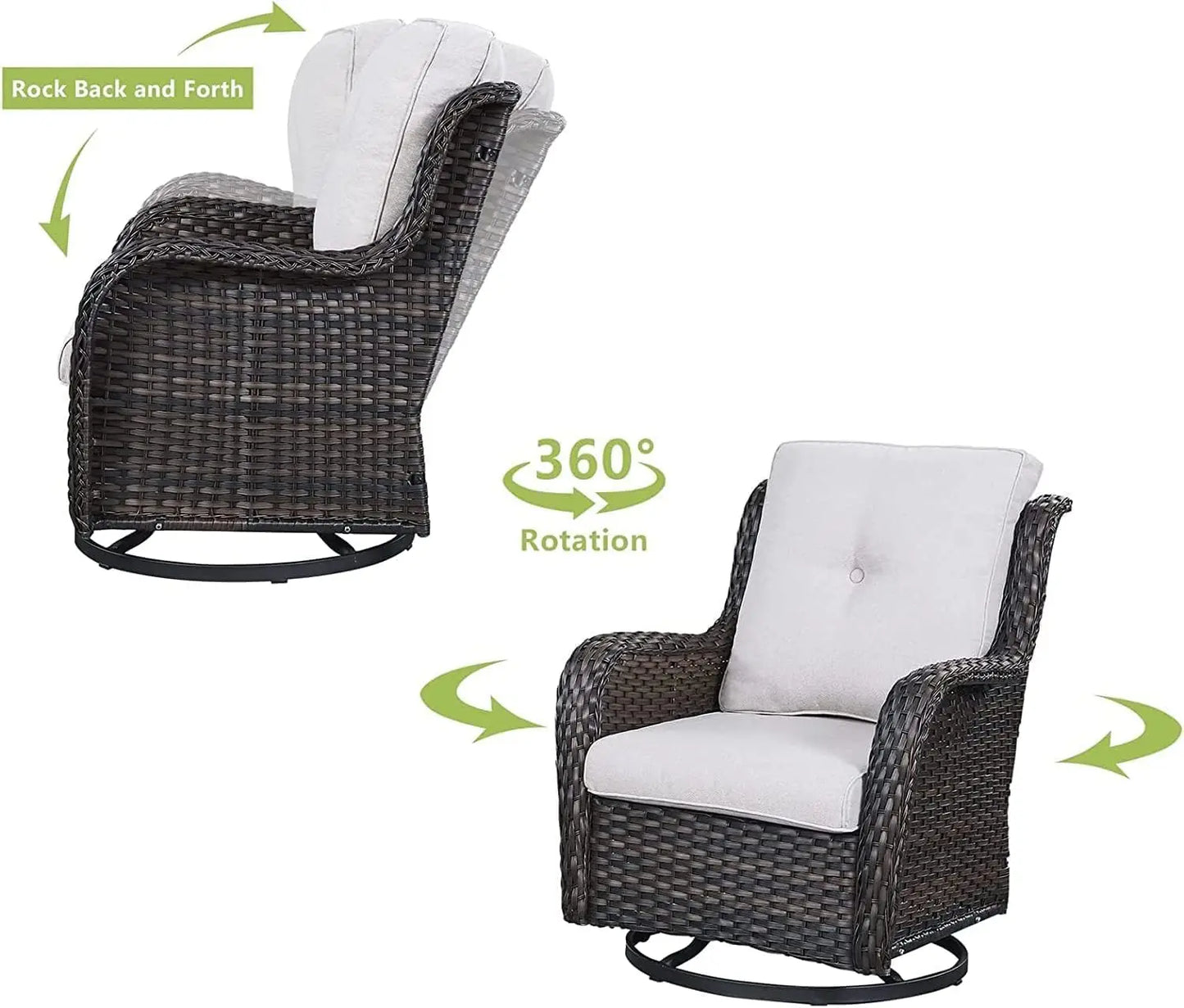 Outdoor Swivel Rocker Wicker Patio Chairs Set Of 2 Rattan