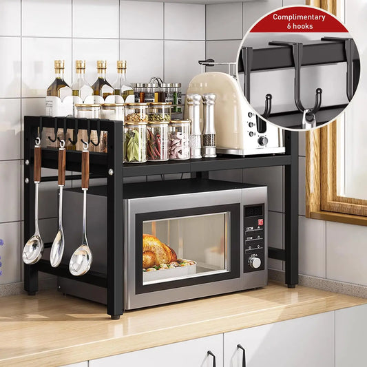 Expandable Microwave Shelf Organizer For Countertop Storage Rust Proof