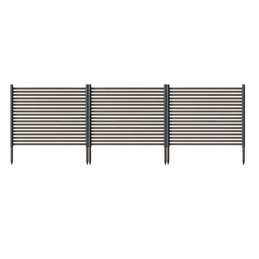 No-Dig Outdoor Privacy Screen Fence Kit, Rustproof 3-Panel 9FT Freestanding Metal Enclosure for AC Units, Pool Equipment, Trash