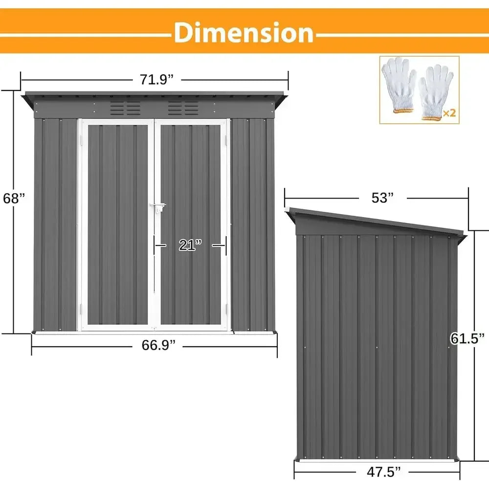 6x4ft Large Metal Utility Shed with Floor, Ideal for Garden Tools and Outdoor Storage