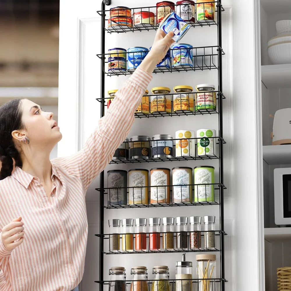 Nine Tier Over Door Pantry Organizer Spice Rack For Kitchen