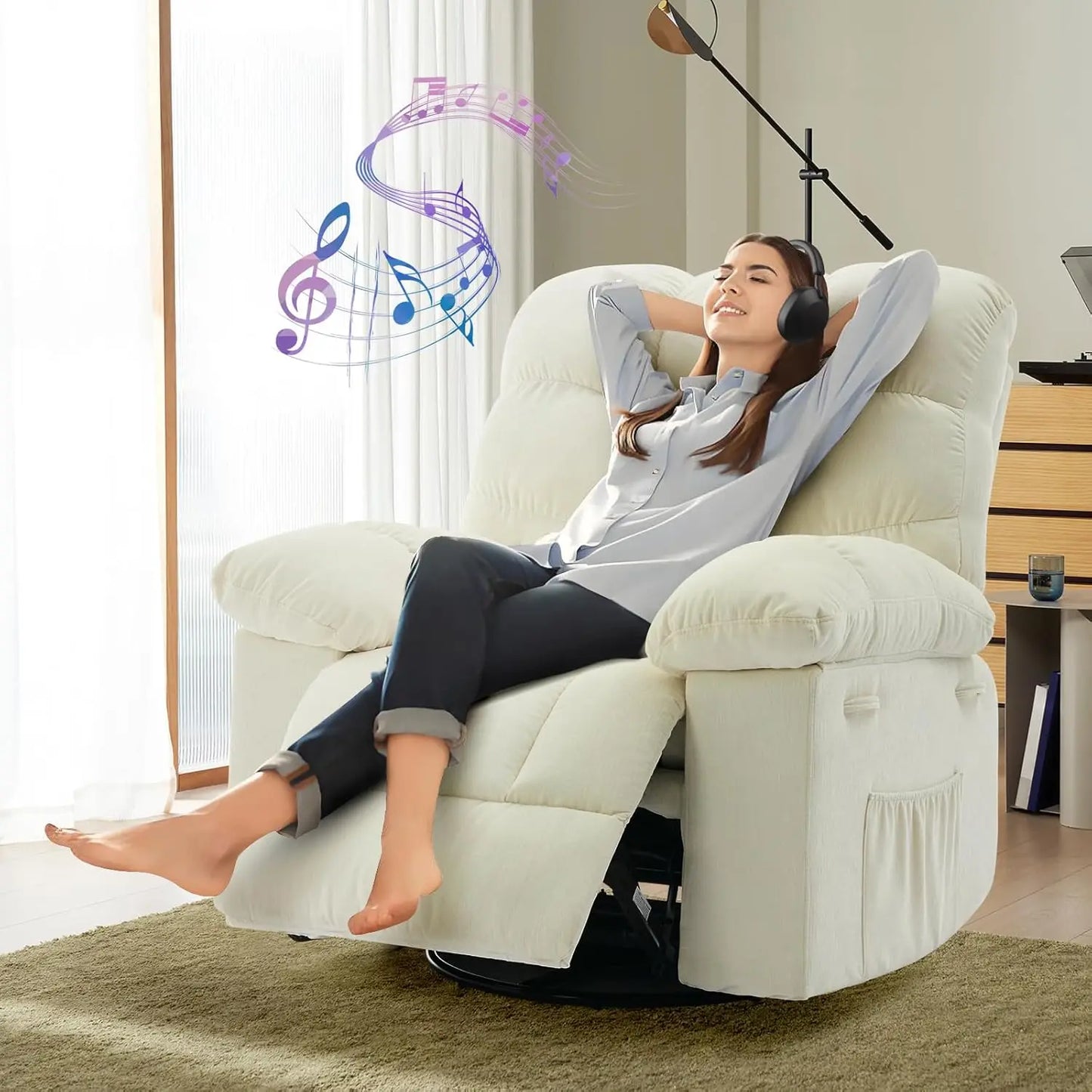 HiMISS Rocker Recliner Chair For Adults Manual Glider Sofa