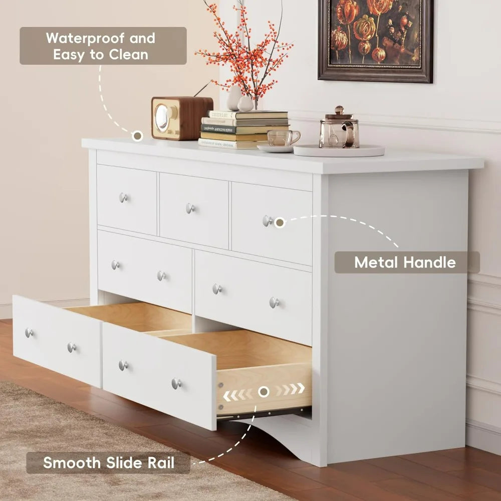 Furmax Dresser for Bedroom 7 Wood Dresser Chest of Drawers TV up to 65 inch TV Stand Storage Chest Drawers Hallway Entryway