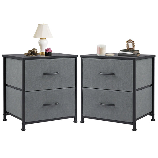 JHK Nightstand Bedside Table With Storage Drawers Cabinet