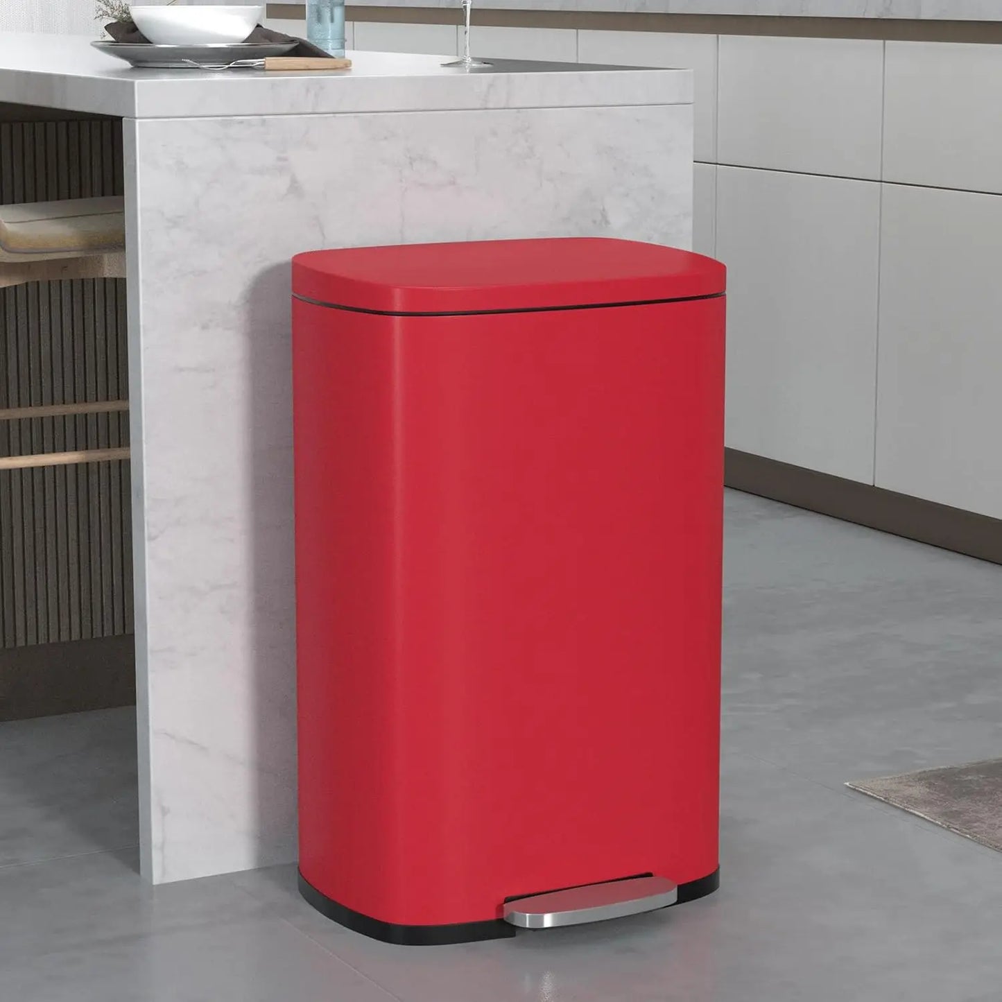 Stainless Steel Kitchen Trash Can With Lid And Foot Pedal
