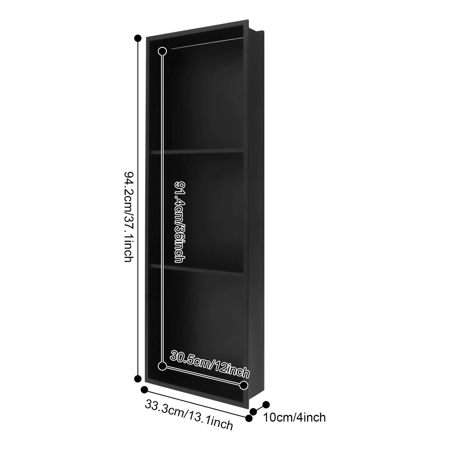 Stainless Steel Recessed Wall Niche with LED Light 2/3-Tier Bathroom Shelves Concealed Shower Niche Shelf Bbathroom Cabinet