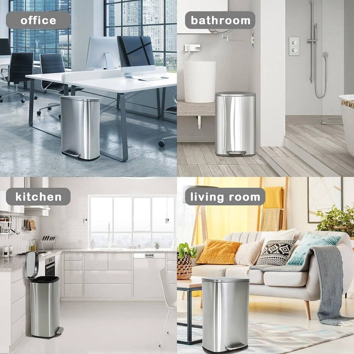 Stainless Steel Kitchen Trash Can With Lid And Foot Pedal