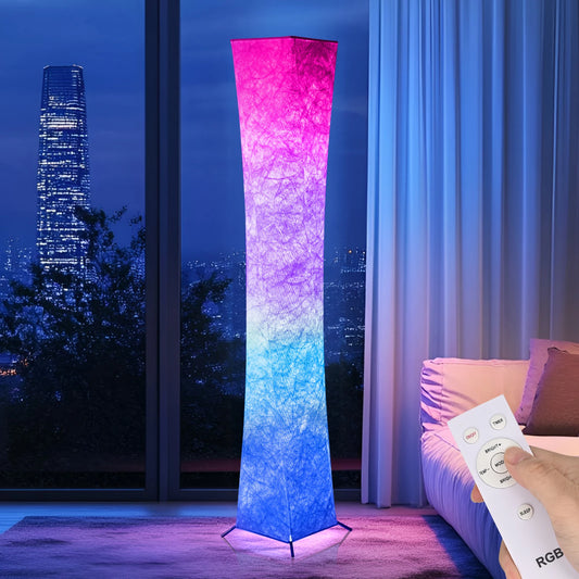 Modern RGB LED Floor Lamp Dimmable Remote Control Tyvek Shade