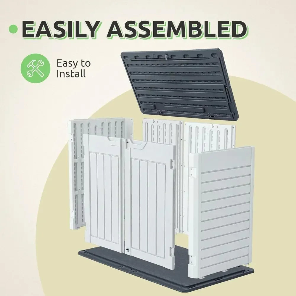 Light Gray 35 Cubic Ft Outdoor Storage Shed with Padlock, Waterproof and Easy Assembly for Backyard and Garden