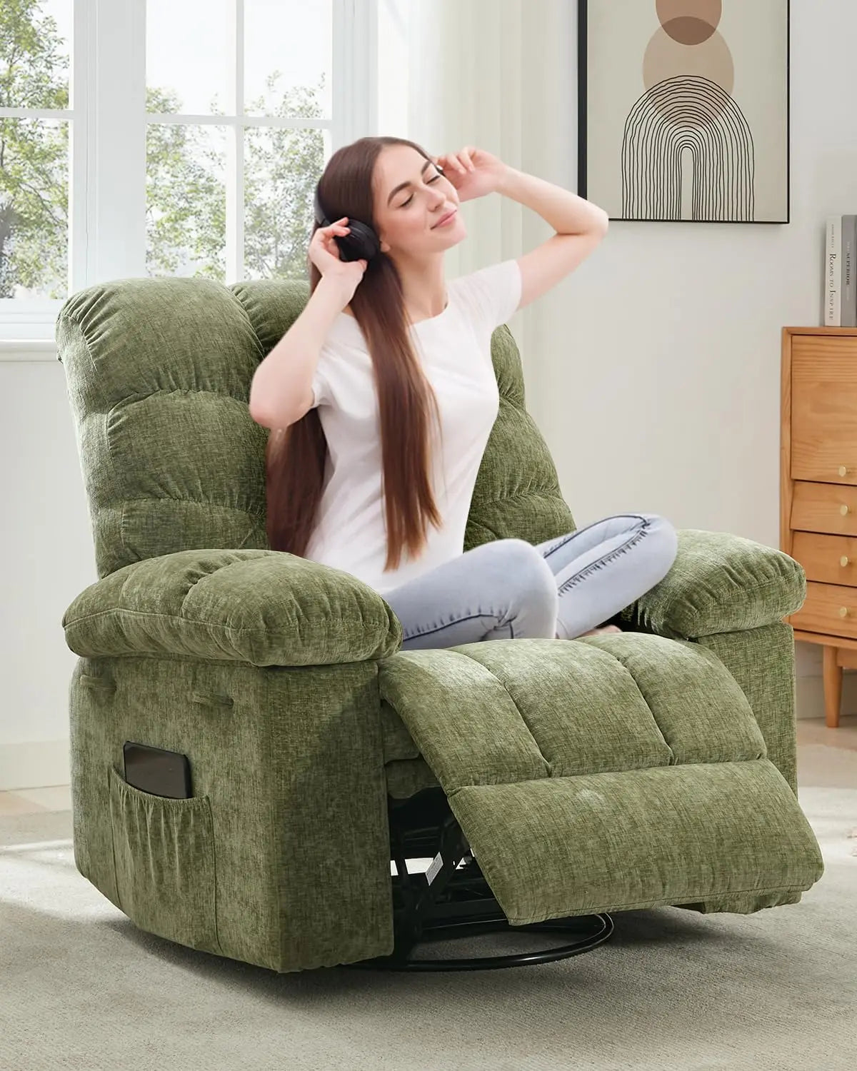 HiMISS Rocker Recliner Chair For Adults Manual Glider Sofa
