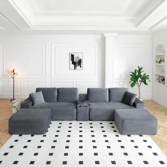 Modular Sectional Sofa U Shaped With Double Chaise