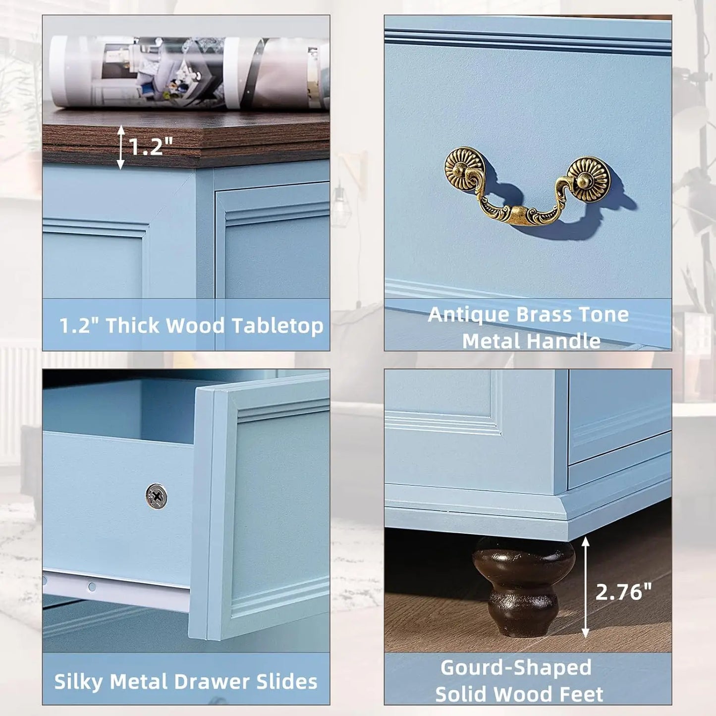 Farmhouse 54" 7 Drawers Dresser for Bedroom, Wide Wood Chest of Drawers w/ 4 Wooden Legs, Vintage Large Storage, Customized
