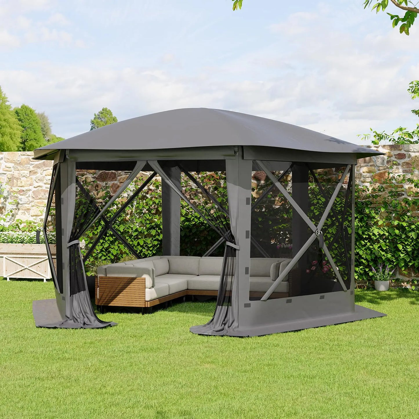 HiMISS Hexagon Pop Up Gazebo With Mosquito Netting