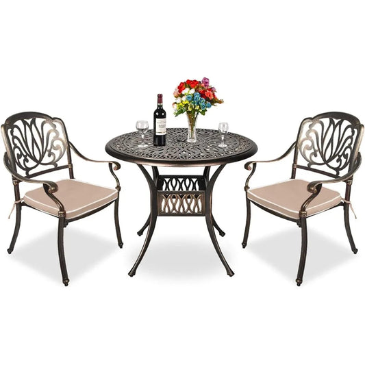 DAFIFY All-Weather Cast Aluminum Patio Round Dining Set