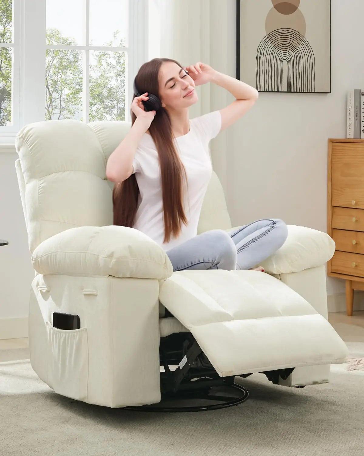 HiMISS Rocker Recliner Chair For Adults Manual Glider Sofa