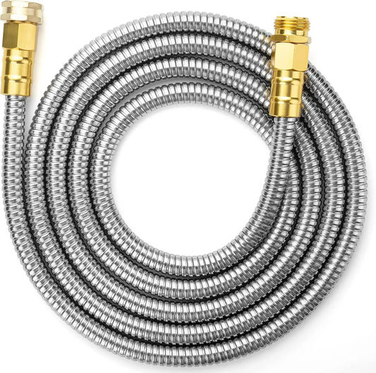 UNCO- Metal Garden Hose, 10 Feet Stainless Steel No Kink, Durable Flexible | Water Hose for Garden, Yard, Outdoor Watering and C