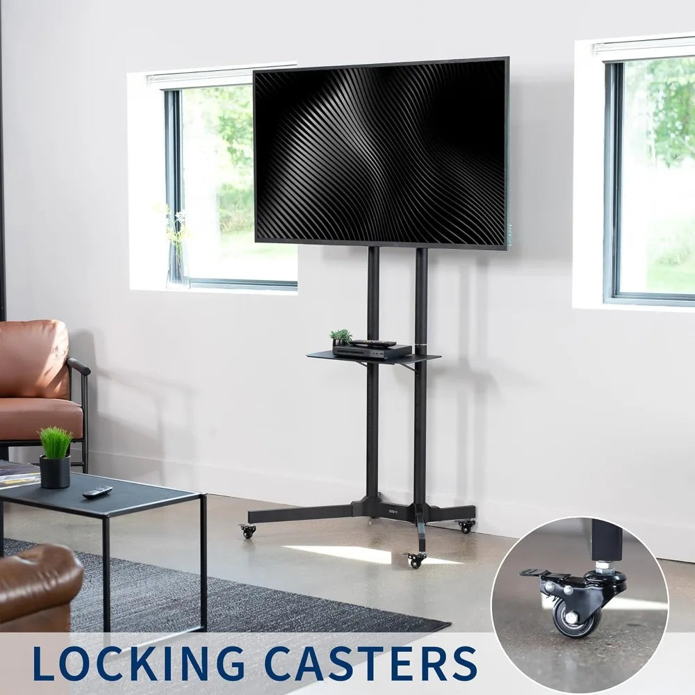 Mobile TV Cart For Flat And Curved Panels Heavy Duty