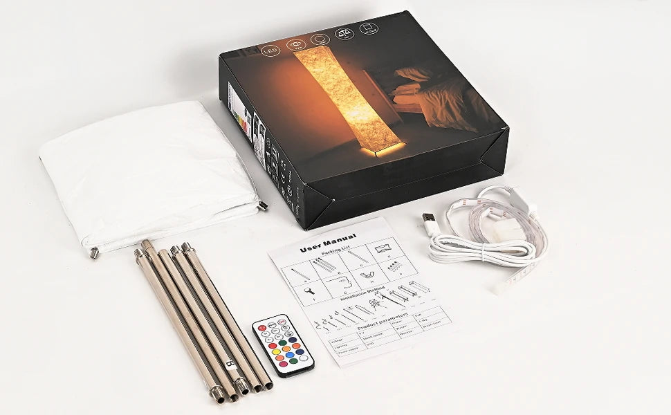 Modern RGB LED Floor Lamp Dimmable Remote Control Tyvek Shade