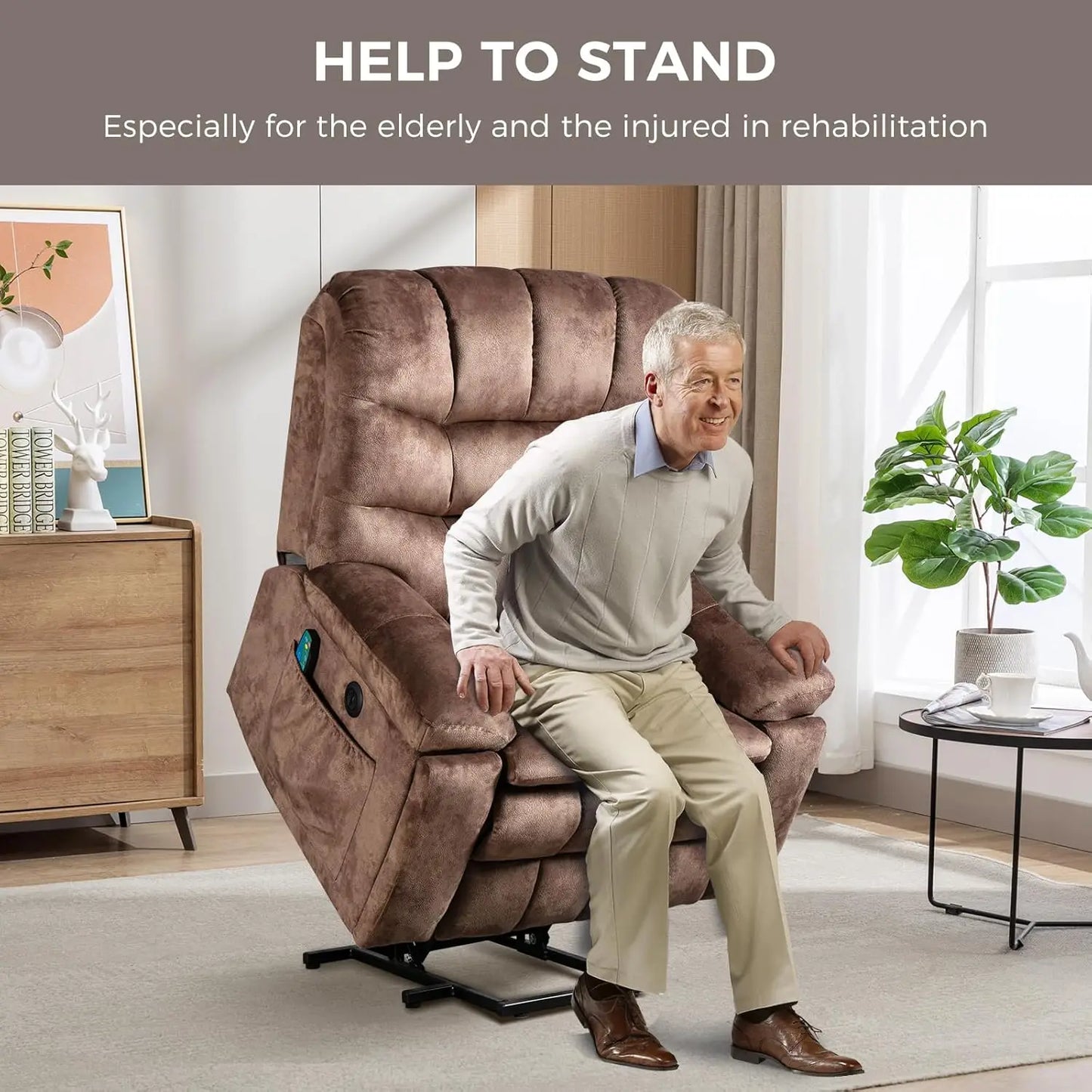 Large Power Lift Recliner with Massage and Heat for Elderly, Heavy Duty & Safety Motion Reclining Mechanism,, Customized