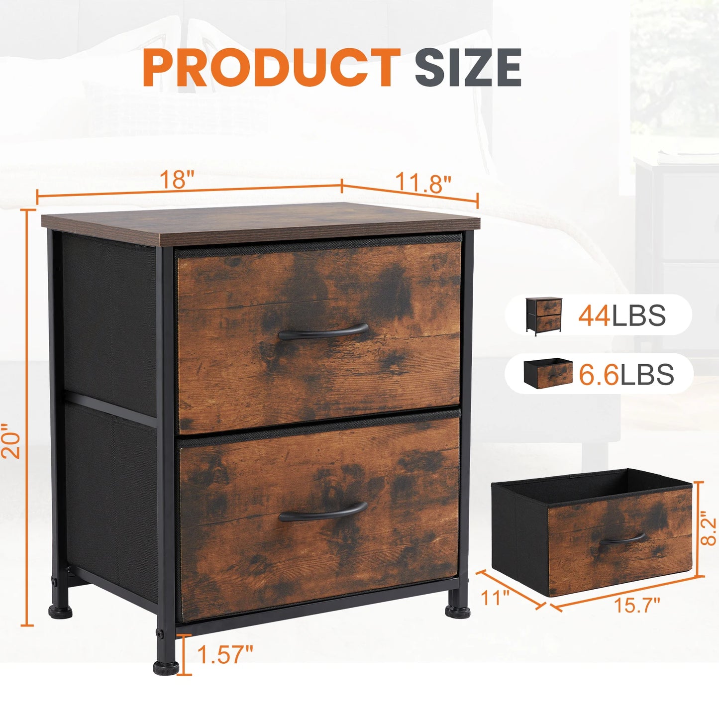 JHK Nightstand Bedside Table With Ample Storage Drawers