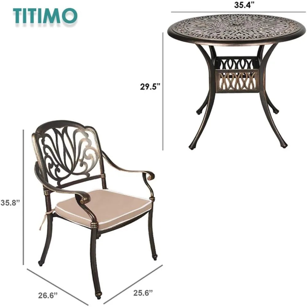 DAFIFY All-Weather Cast Aluminum Patio Round Dining Set