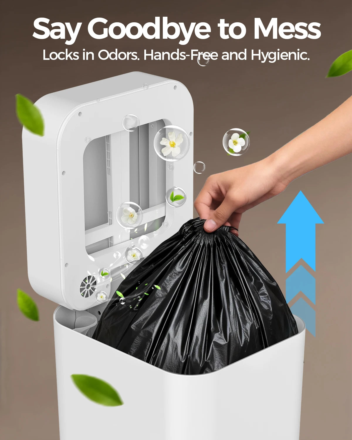20L/30L Automatic Self Changing Trash Can Self Sealing Self Bagging Motion Sensor Touchless Smart Garbage Can with Lid for Kitchen Bathroom Bedroom Office Odor-Sealing Design