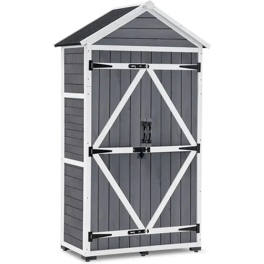 Durable Outdoor Storage Cabinet with Two Shelves, Weather-Resistant Shed for Lawn and Garden Tools