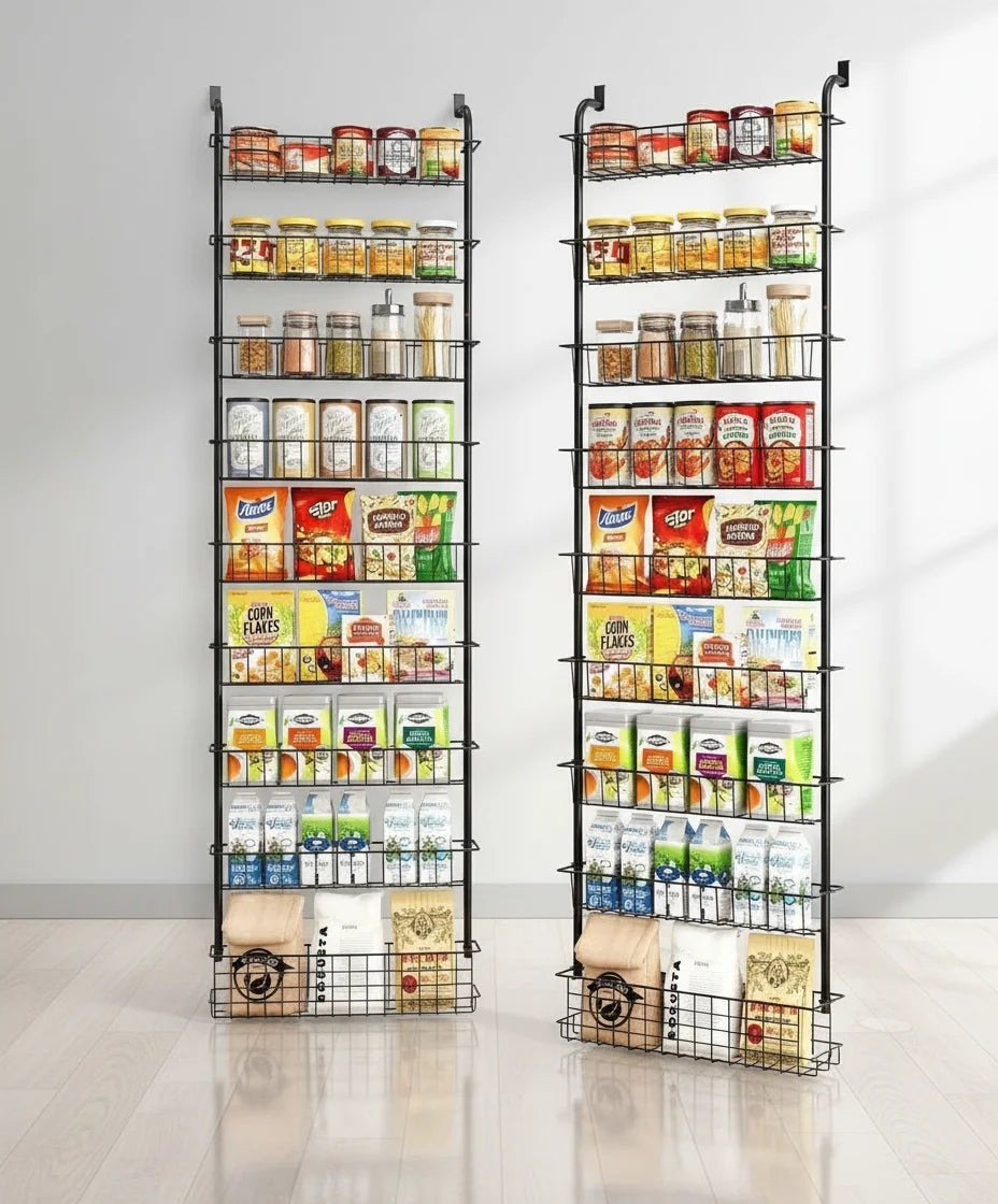 Nine Tier Over Door Pantry Organizer Spice Rack For Kitchen