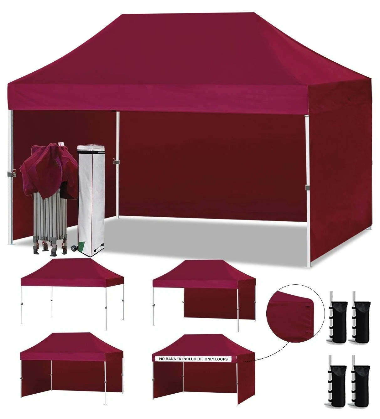 Pop Up Canopy Tent With Removable Zipper End Walls