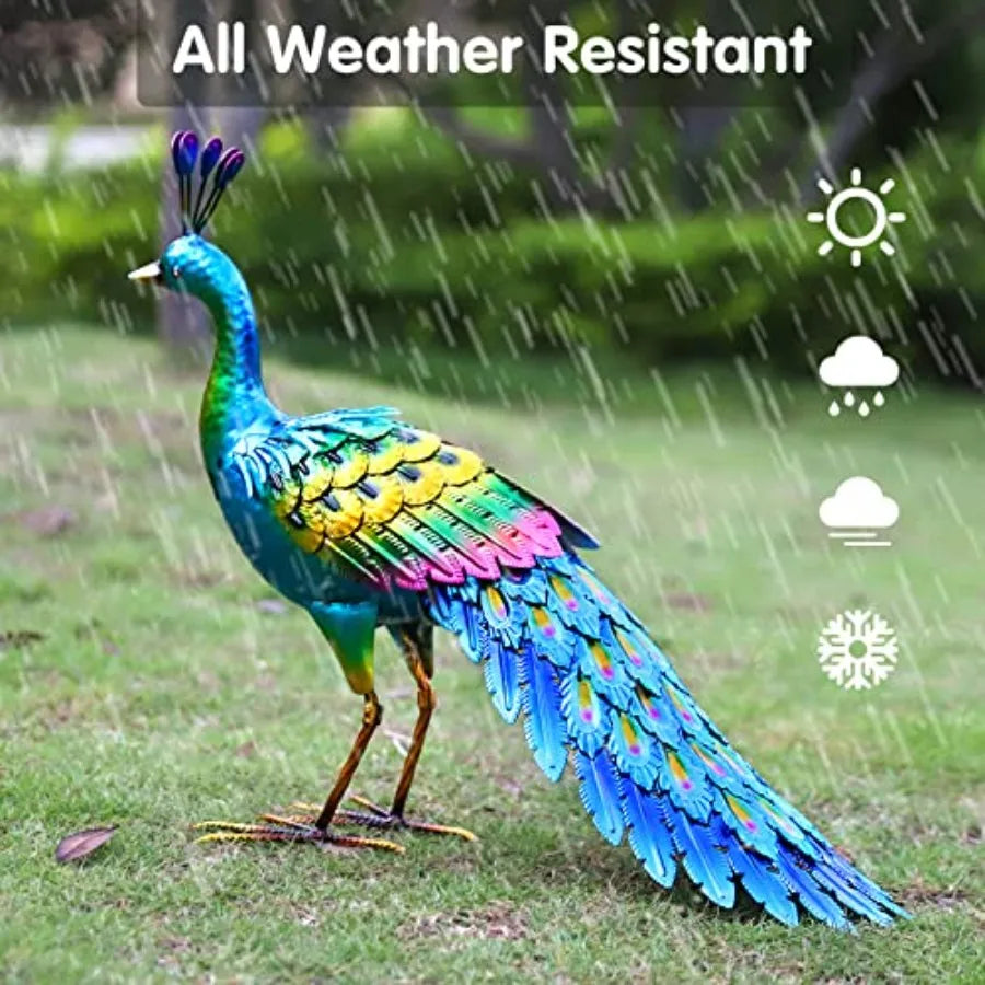 Metal Peacock Statue Garden Decor Yard Art Sculpture Outdoor Decoration for Lawn, Patio, Backyard, Housewarming Birthday Gifts