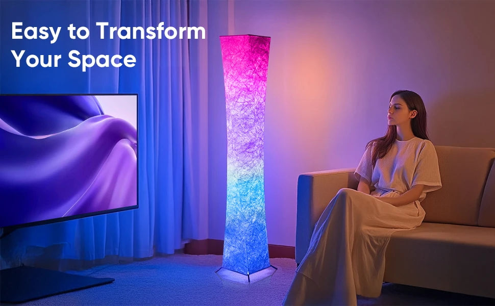Modern RGB LED Floor Lamp Dimmable Remote Control Tyvek Shade