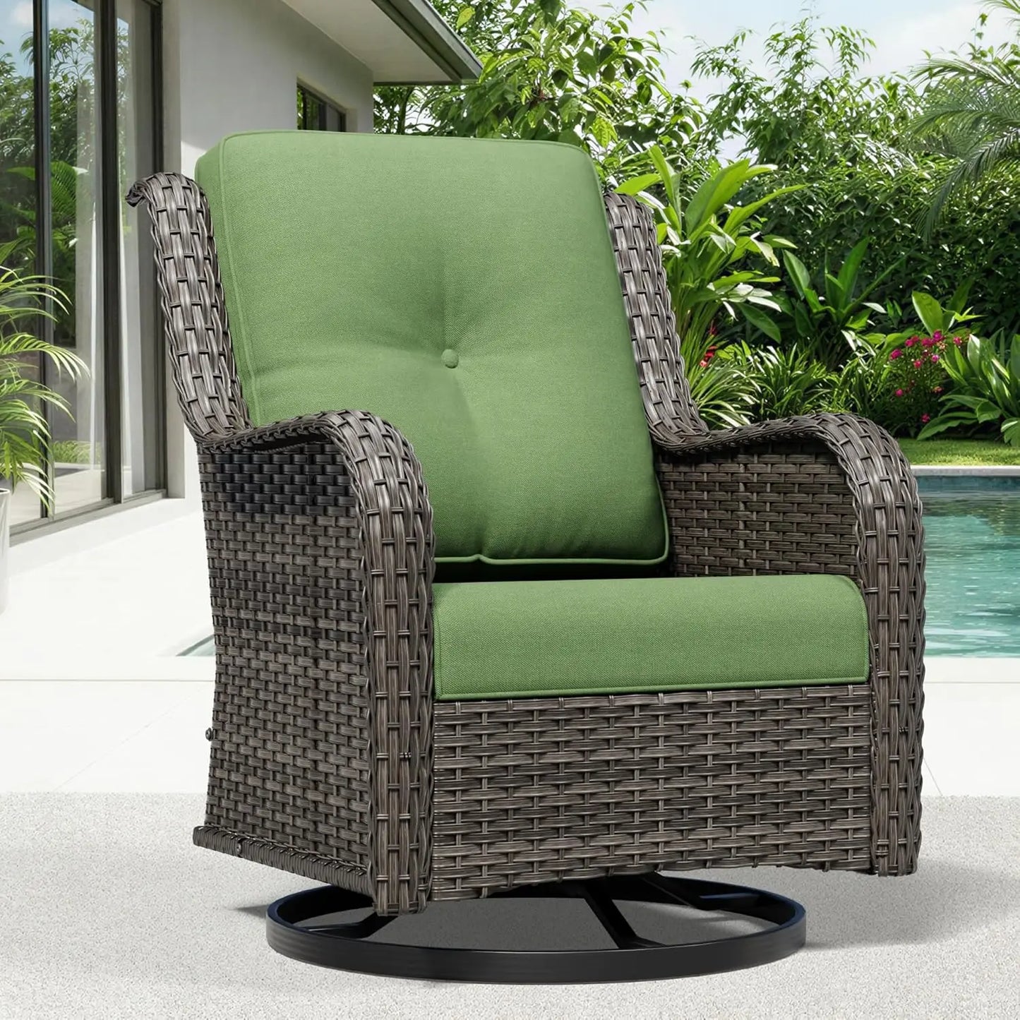 ZHENDAI Outdoor Swivel Rocker Patio Chairs Wicker High Back