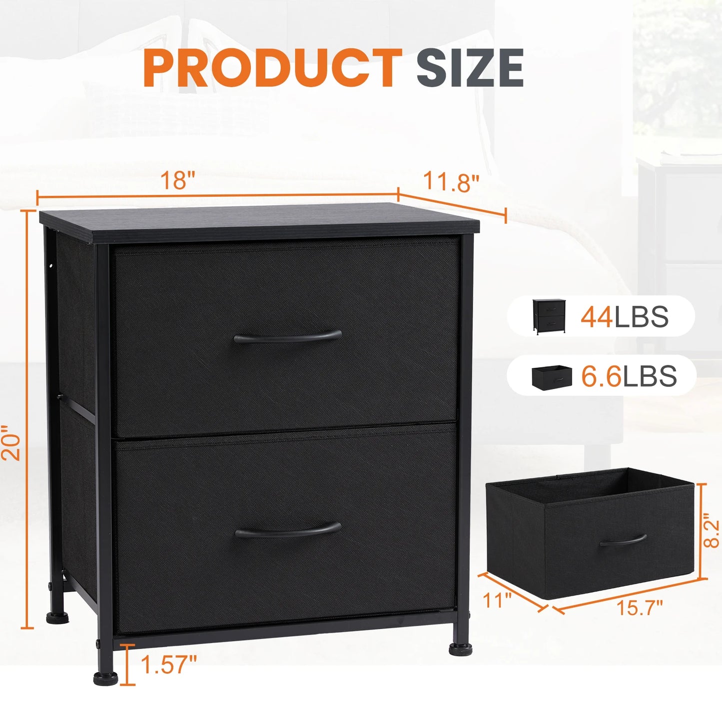 JHK Nightstand Bedside Table Drawers Storage Cabinet Bedroom