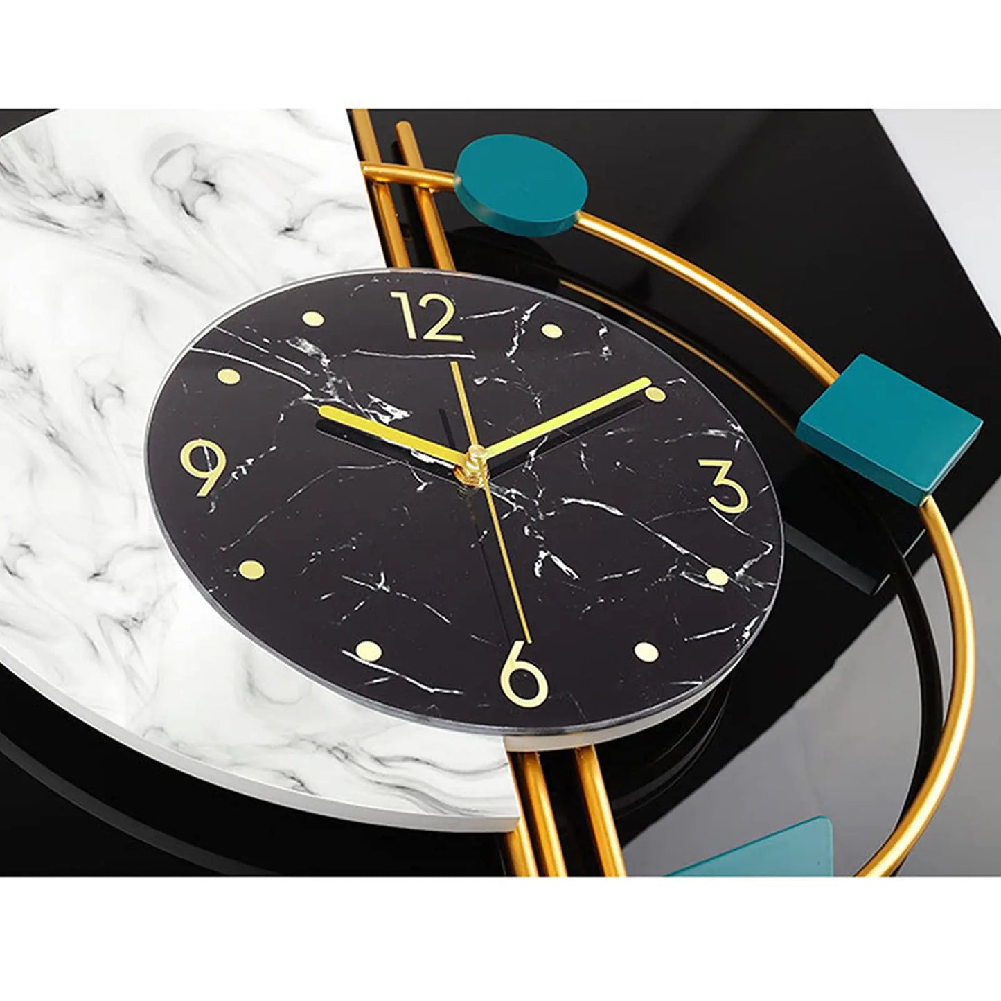 22" Marble Wall Clock Nordic Style Creative Luxury Wall Clock Silent Non-Ticking Silent Battery Operated Living Room Mid Century