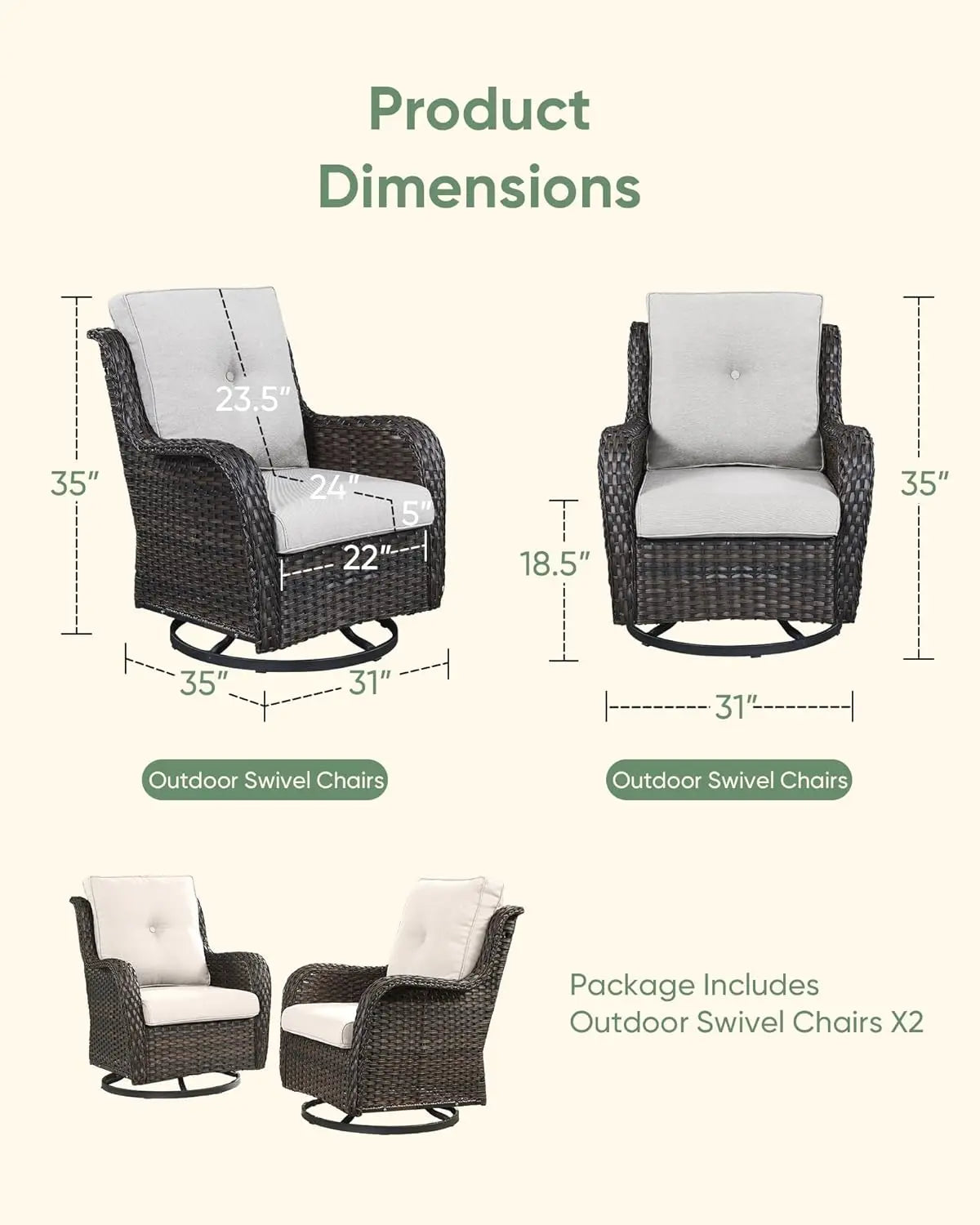 Outdoor Swivel Rocker Wicker Patio Chairs Rattan Garden Furniture Set