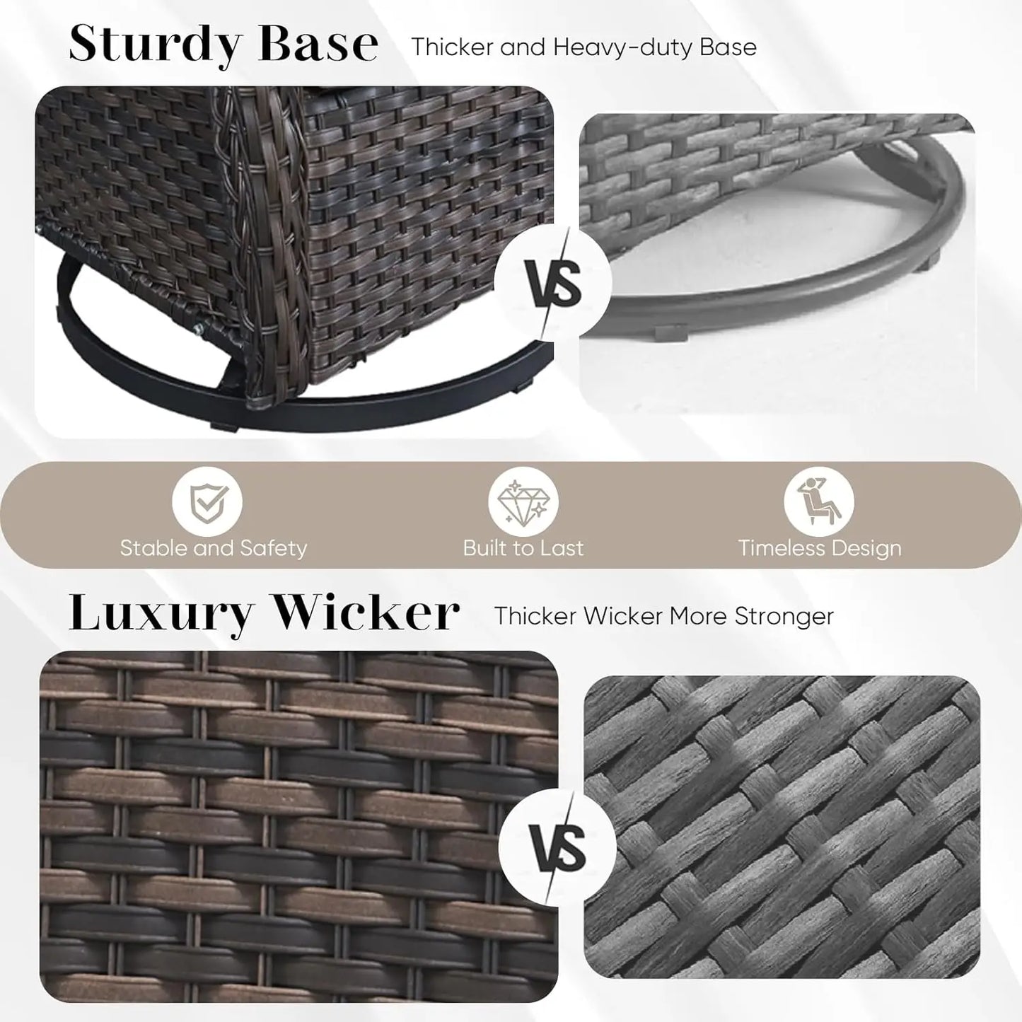 Outdoor Rattan Wicker Swivel Rocker Patio Chairs Set